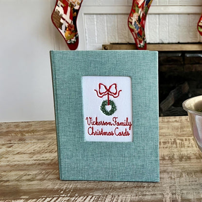 Personalized Christmas Card Photo Album with Embroidered Cover