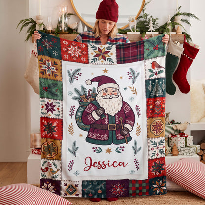 Personalized Christmas Blanket, Custom Name Holiday Throw