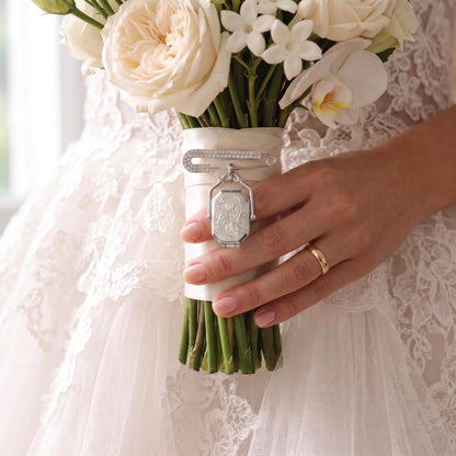 Personalized Wedding Bouquet Photo Charm, Memorial Locket Pin