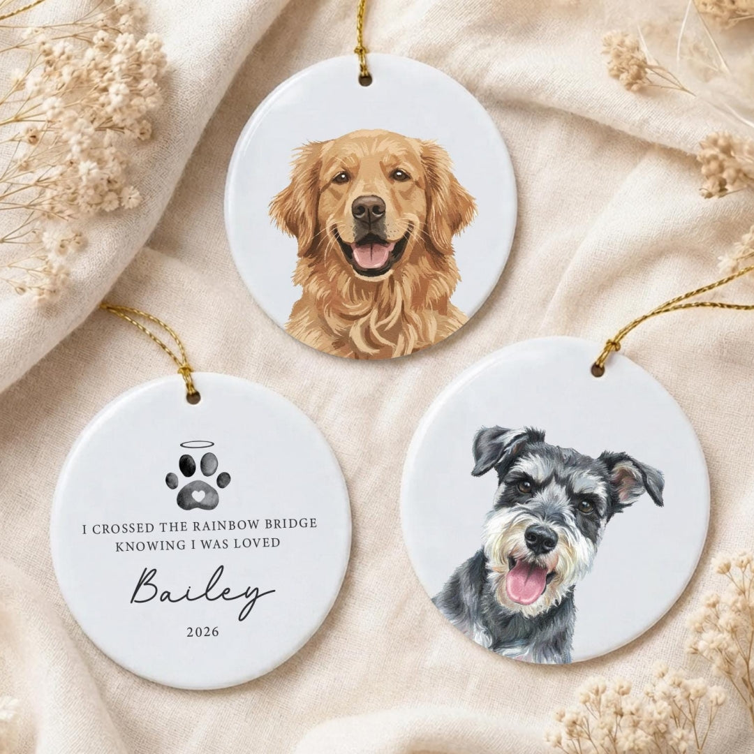 Personalized Ceramic Pet Memorial Ornament – Custom Photo Keepsake