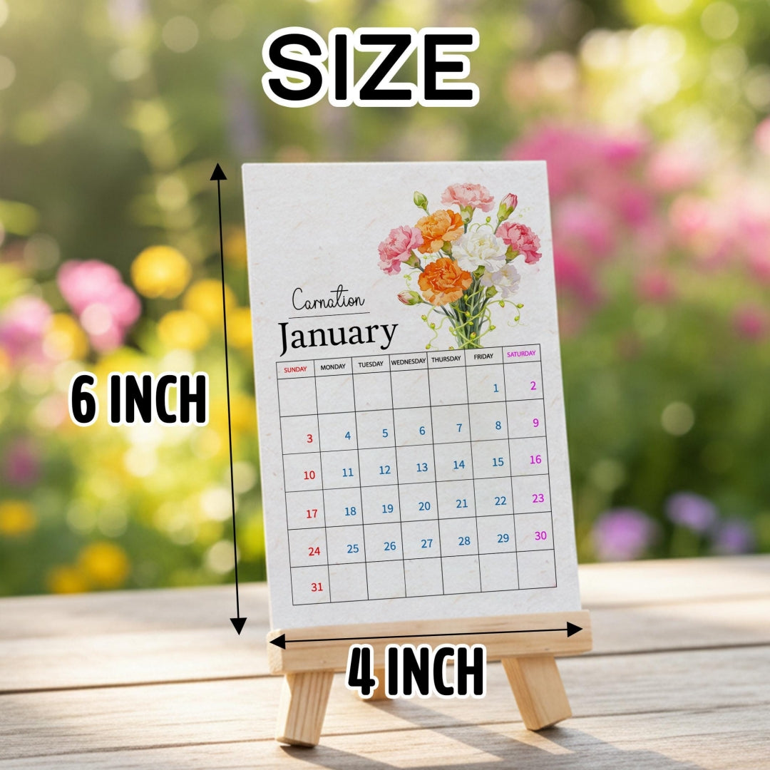 Personalized 2027 Plantable Flower Seed Paper Calendar with Wooden Stand