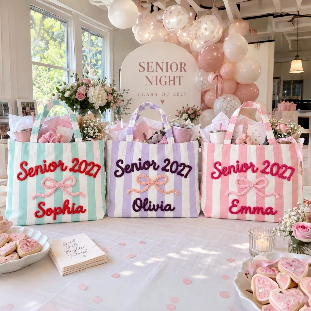 Personalized Senior Night Tote Bag with Yarn Name | Custom Cheer Gift