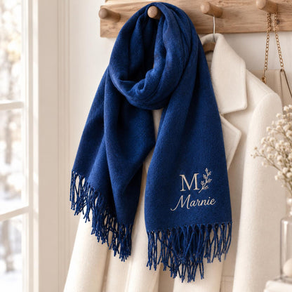 Personalized Embroidered Scarf – Custom Name & Initial Winter Scarf
