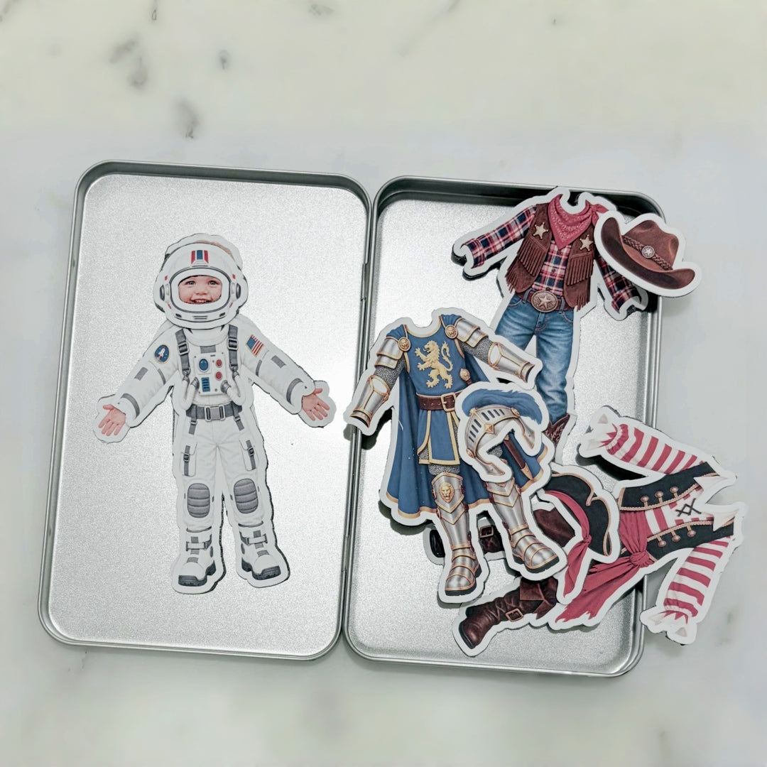 Personalized Magnetic Paper Doll Dress-Up Bundle for Kids
