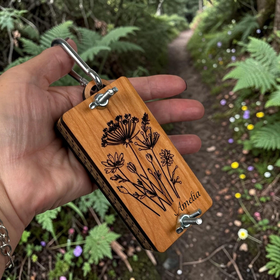 Personalized Mini Wooden Flower Press Kit– Custom Name Nature Gift
