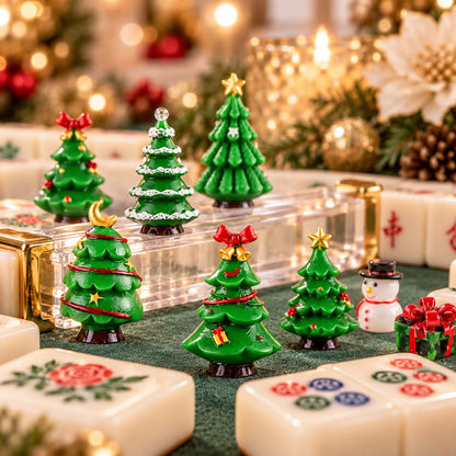Mini Christmas Tree Mahjong Trinkets | Holiday Gift Decor Sets of 7