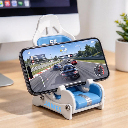 Personalized Racing Seat Phone Stand | Custom Name & Number