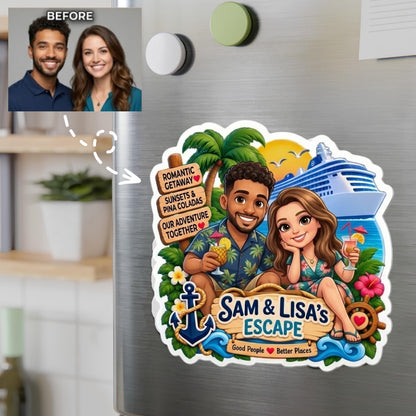 Personalized Couple Cruise Door Magnet, Custom Photo Cruise Decor