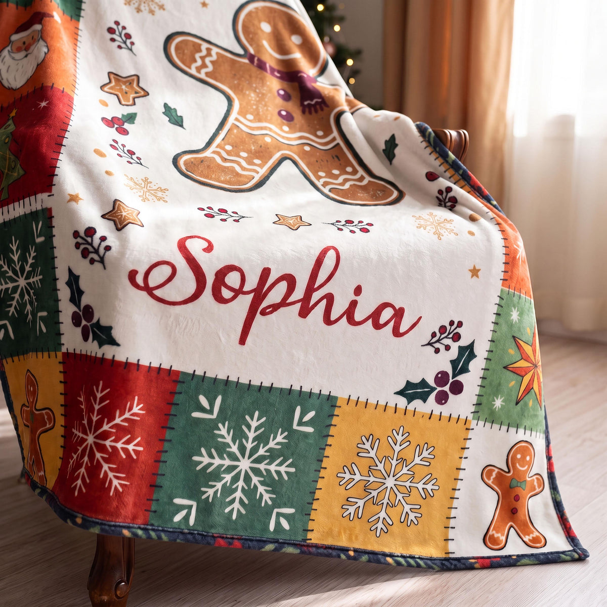 Personalized Christmas Blanket, Custom Name Holiday Throw