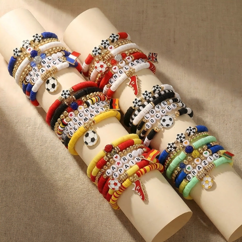 Custom Name Soccer Bracelet Stack – Fan Game Day Jewelry