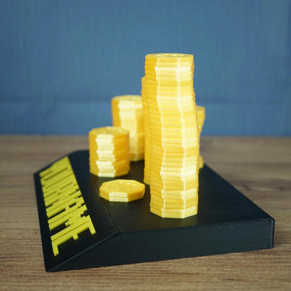 Personalized Gold Coin Stack Nameplate – 3D Gamer Desk Decor
