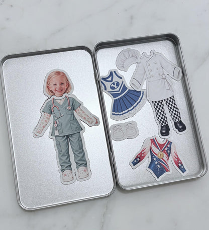 Personalized Magnetic Paper Doll Dress-Up Bundle for Kids