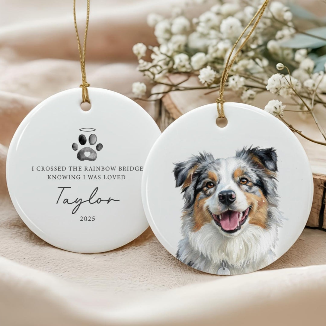 Personalized Ceramic Pet Memorial Ornament – Custom Photo Keepsake
