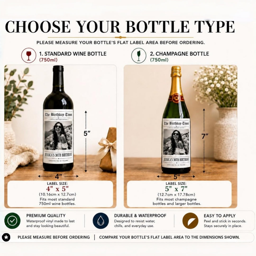 Personalized Birthday Wine Label with Photo | Set of 5 Custom Labels