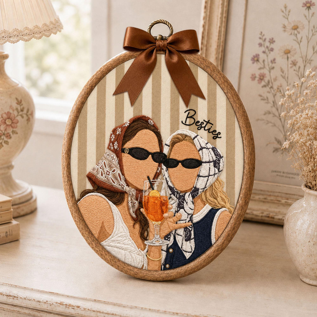 Personalized Photo Embroidered Hoop, Custom Family Portrait Gift