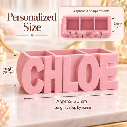Personalized Name Desk Organizer, Makeup Brush Holder & Pencil Cup