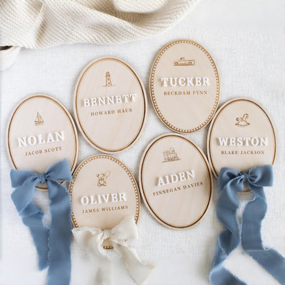 Personalized Baby Birth Announcement Sign, Wooden Newborn Name Plaque