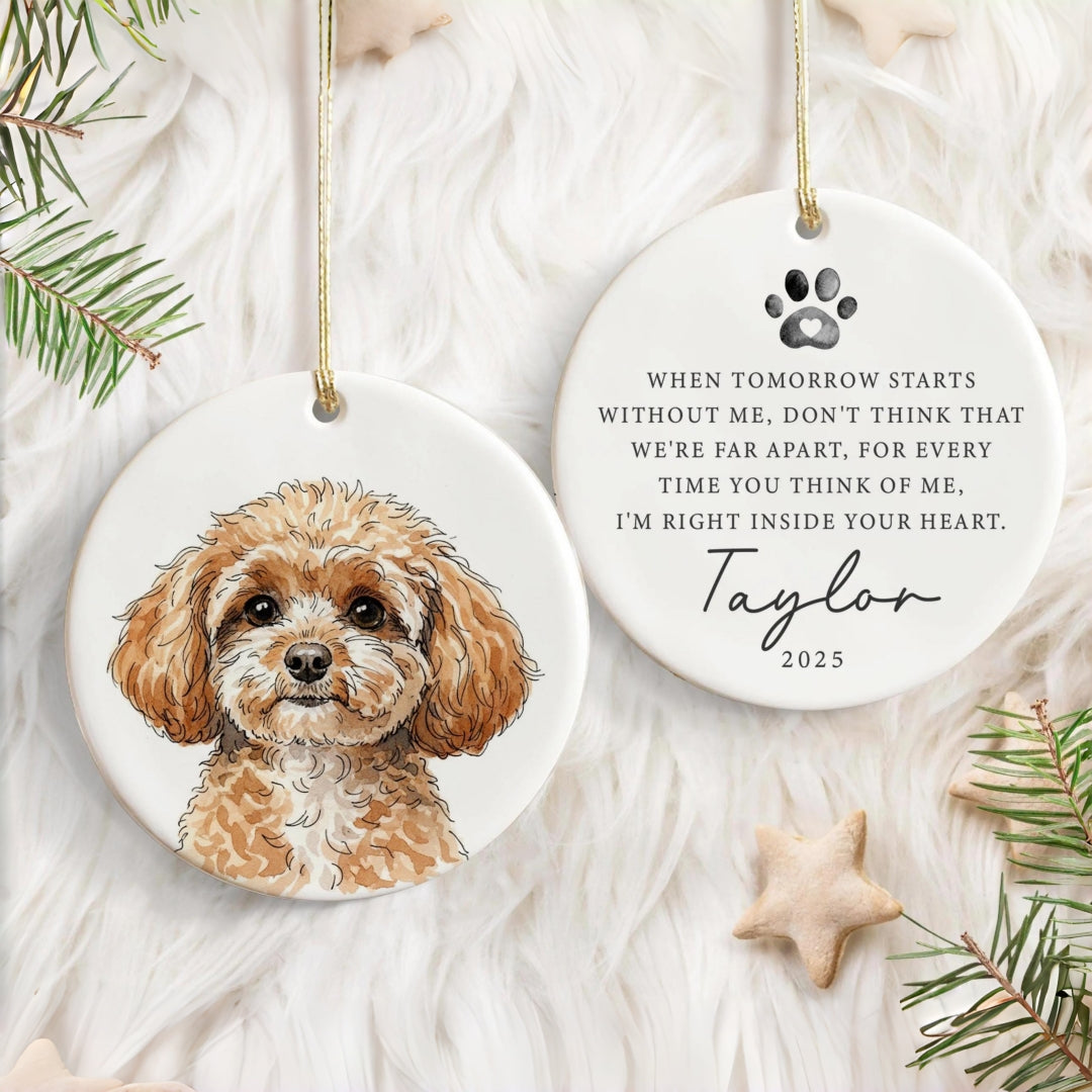 Personalized Ceramic Pet Memorial Ornament – Custom Photo Keepsake