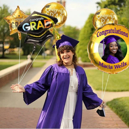 2025 Graduation Balloons – Custom Name & Photo Foil Set For 2