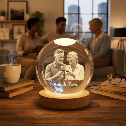 Personalized 2D Photo Crystal Ball Night Light – Engraved LED Lamp
