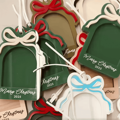 Acrylic Bow Photo Frame Christmas Ornament | Personalized Gift