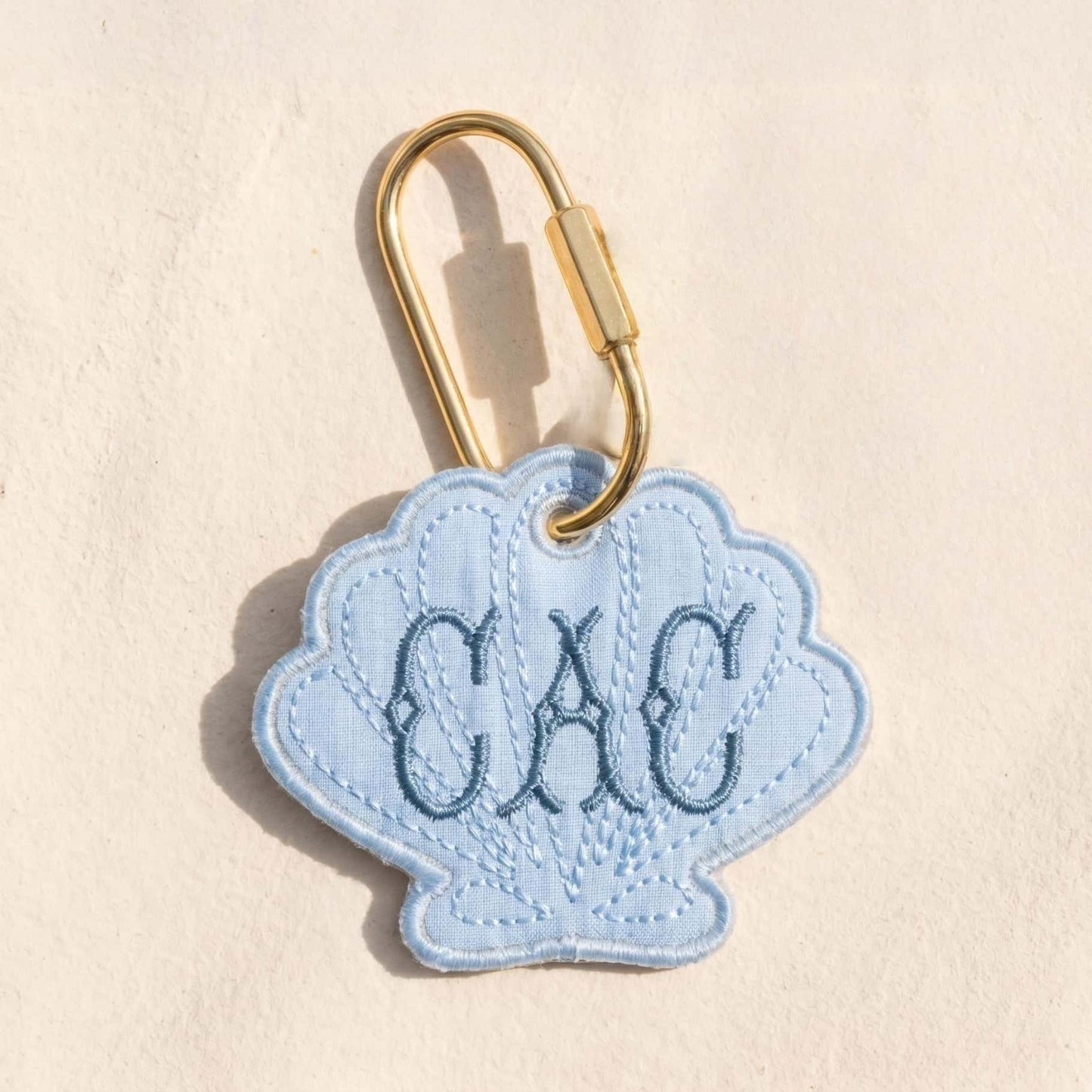 Embroidered Seashell Bag Tag | Personalized Beach Charm
