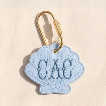 Embroidered Seashell Bag Tag | Personalized Beach Charm