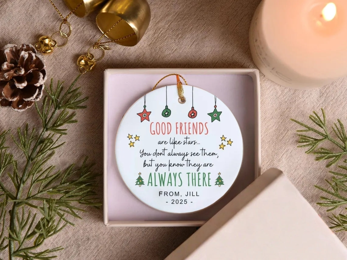 Personalized Friendship  Ceramic Ornament 2025 | Best Friend Christmas Gift