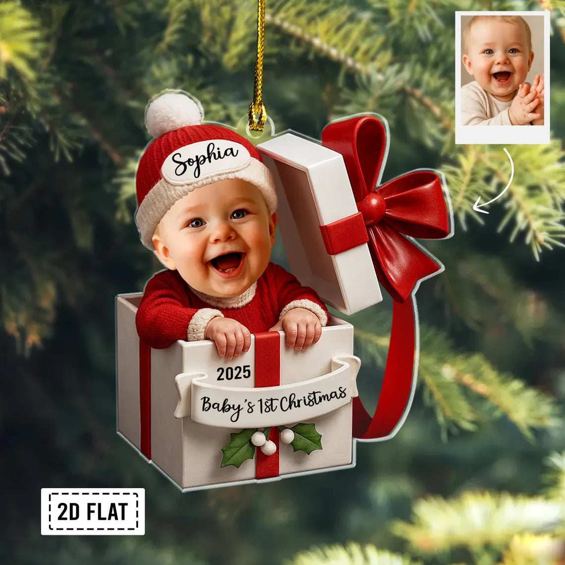 Personalisierte Baby-Geschenkbox-Acrylfigur – Individuelles Foto &amp; Name