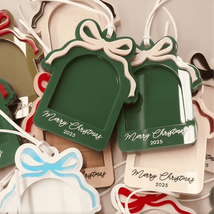 Acrylic Bow Photo Frame Christmas Ornament | Personalized Gift