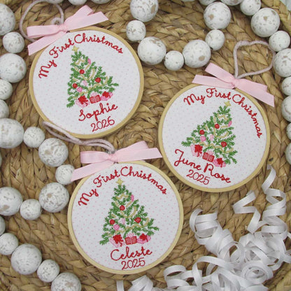 Embroidered Personalized Name Baby’s First Christmas Ornament Christmas Tree