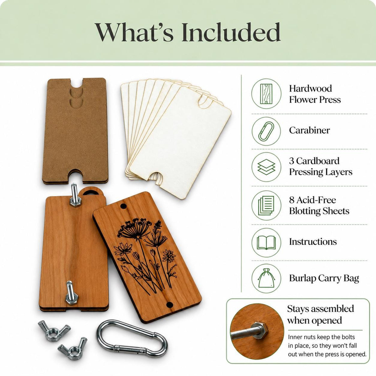 Personalized Mini Wooden Flower Press Kit– Custom Name Nature Gift