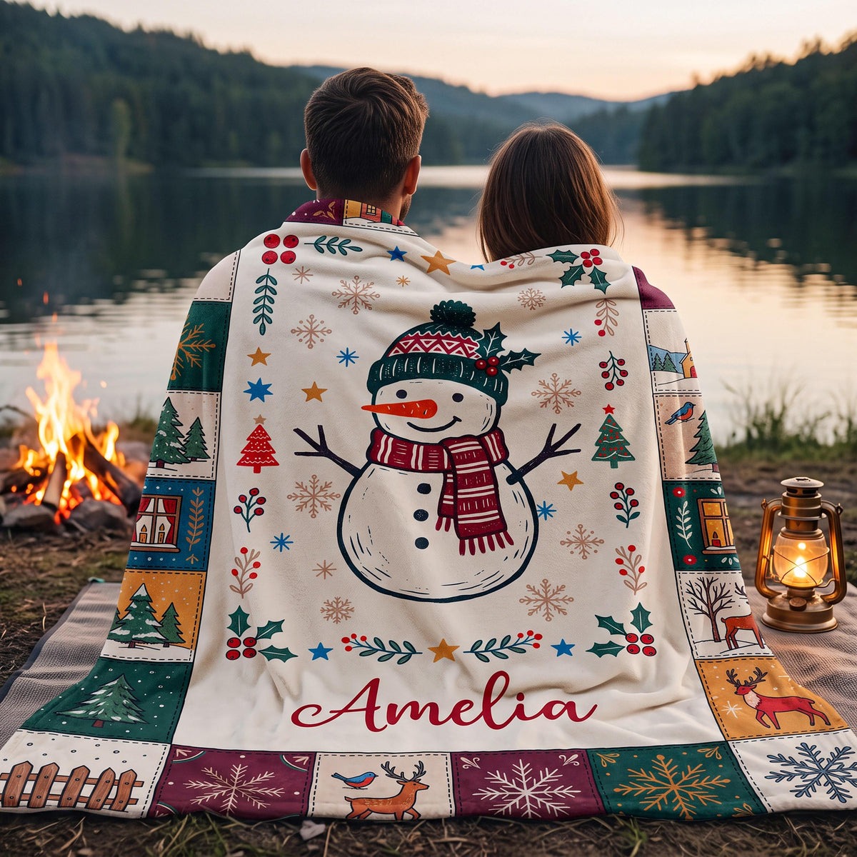 Personalized Christmas Blanket, Custom Name Holiday Throw