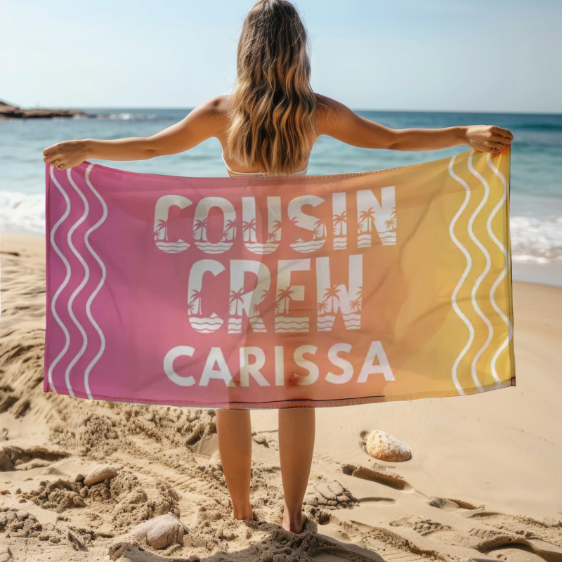 Personalized Cousin Crew Beach Towel, Matching Cousin Gift From Grandma or Aunt, Cousin Cruise Trip