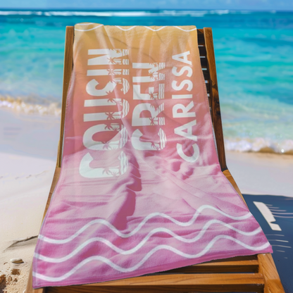 Personalized Cousin Crew Beach Towel, Matching Cousin Gift From Grandma or Aunt, Cousin Cruise Trip