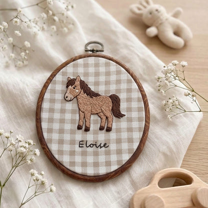 Personalized Baby Name Sign, Embroidered Animal Nursery Decor