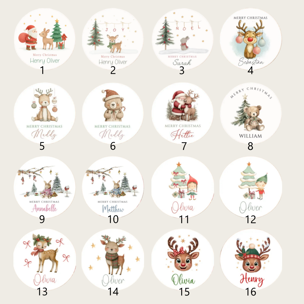 Personalized Christmas Stickers for Kids | 16 Festive Icon Designs