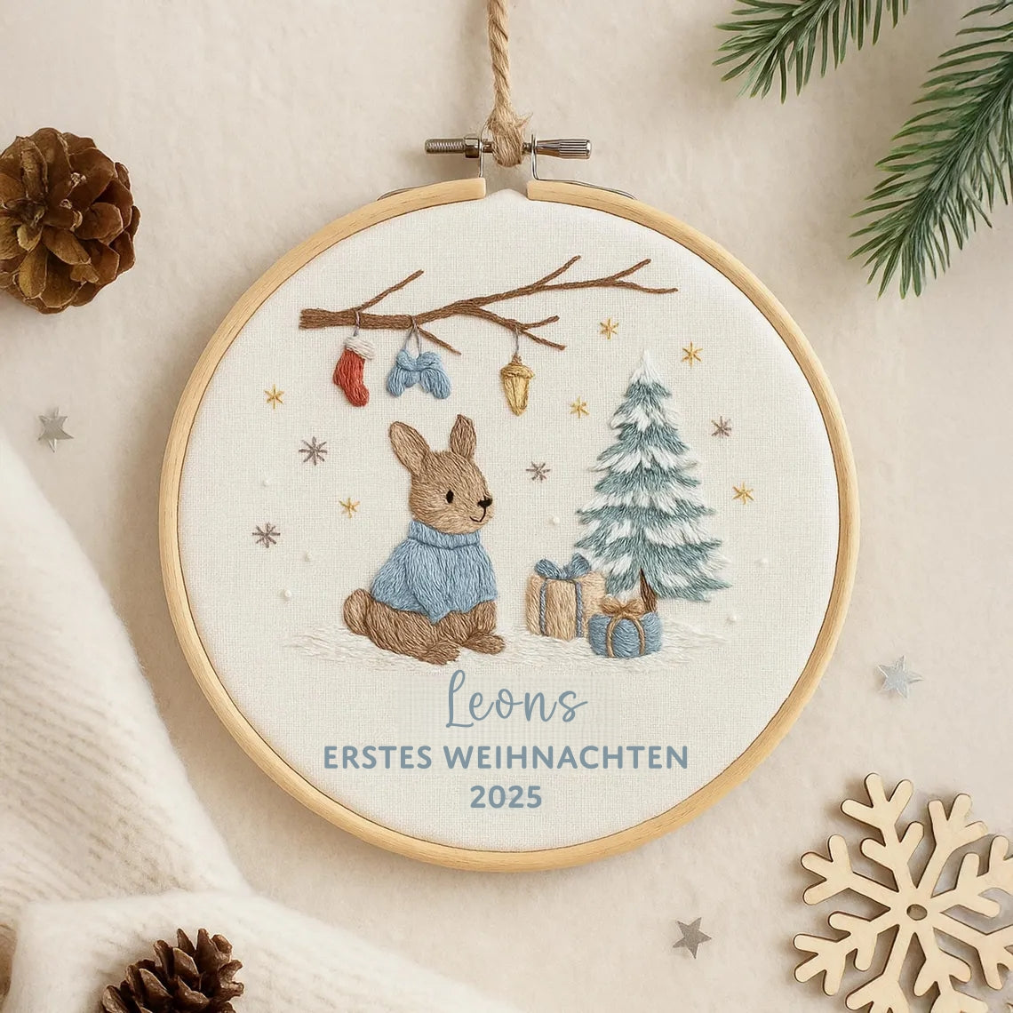 Baby Erstes Weihnachten Anhänger – Personalisierte Stickerei