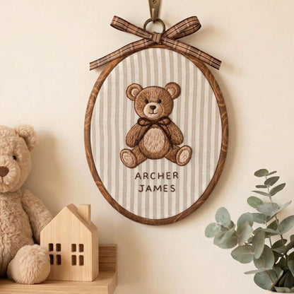 Personalized Baby Name Sign, Embroidered Animal Nursery Decor