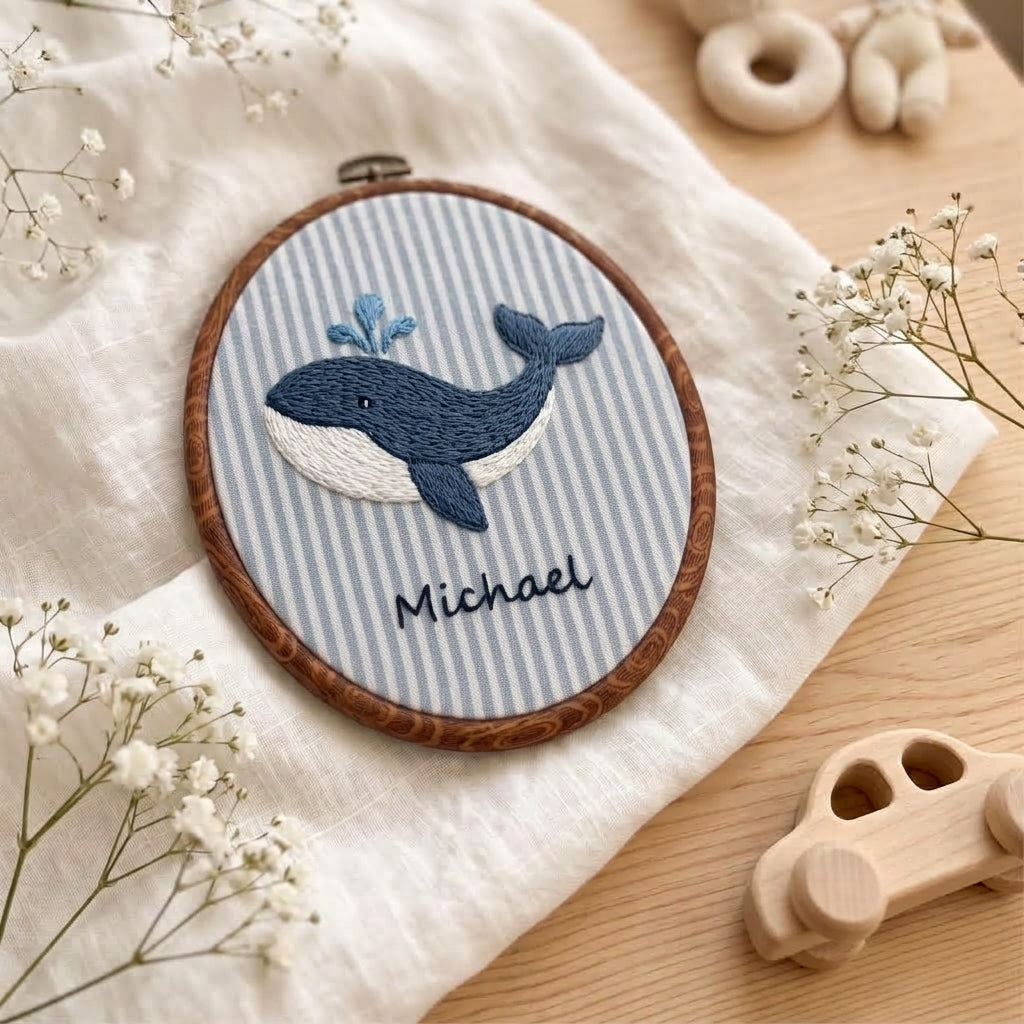 Personalized Baby Name Sign, Embroidered Animal Nursery Decor