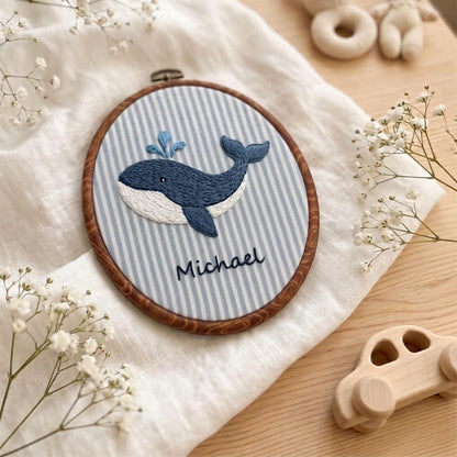 Personalized Baby Name Sign, Embroidered Animal Nursery Decor