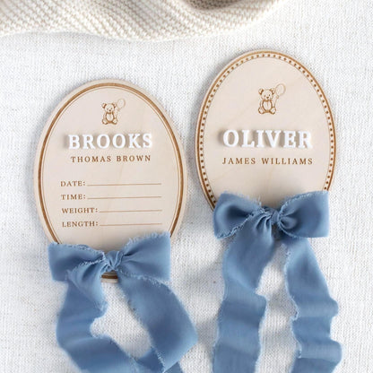 Personalized Baby Birth Announcement Sign, Wooden Newborn Name Plaque