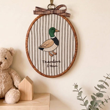 Personalized Baby Name Sign, Embroidered Animal Nursery Decor