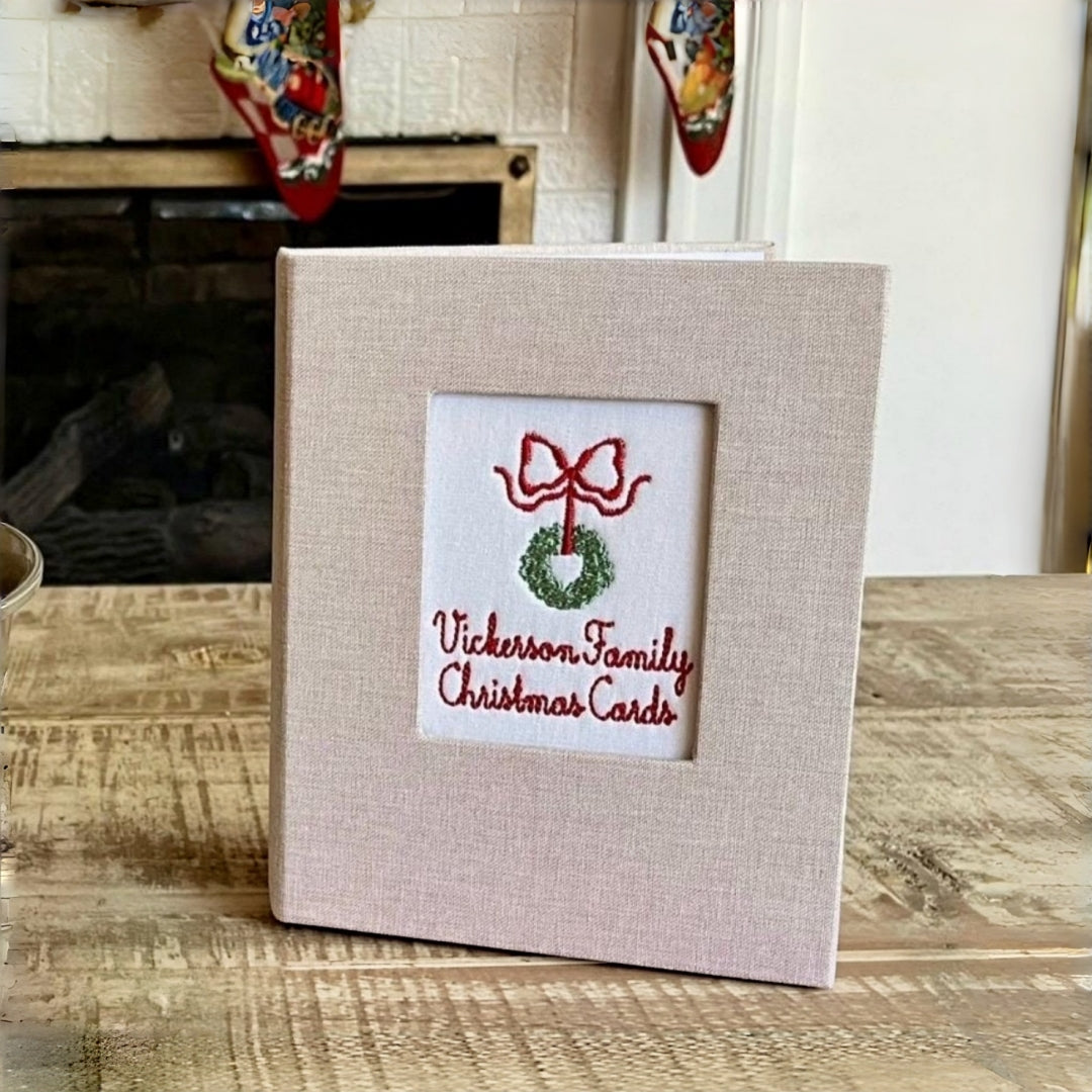 Personalized Christmas Card Photo Album with Embroidered Cover