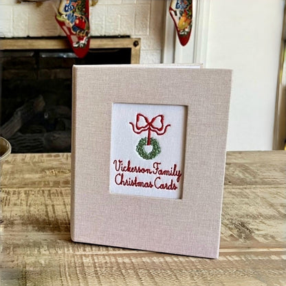 Personalized Christmas Card Photo Album with Embroidered Cover