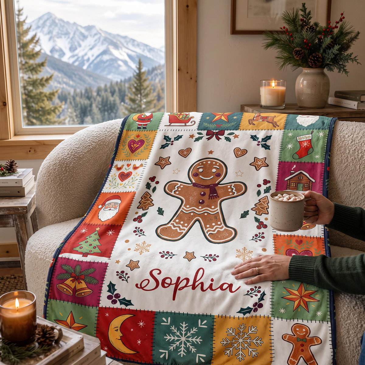 Personalized Christmas Blanket, Custom Name Holiday Throw