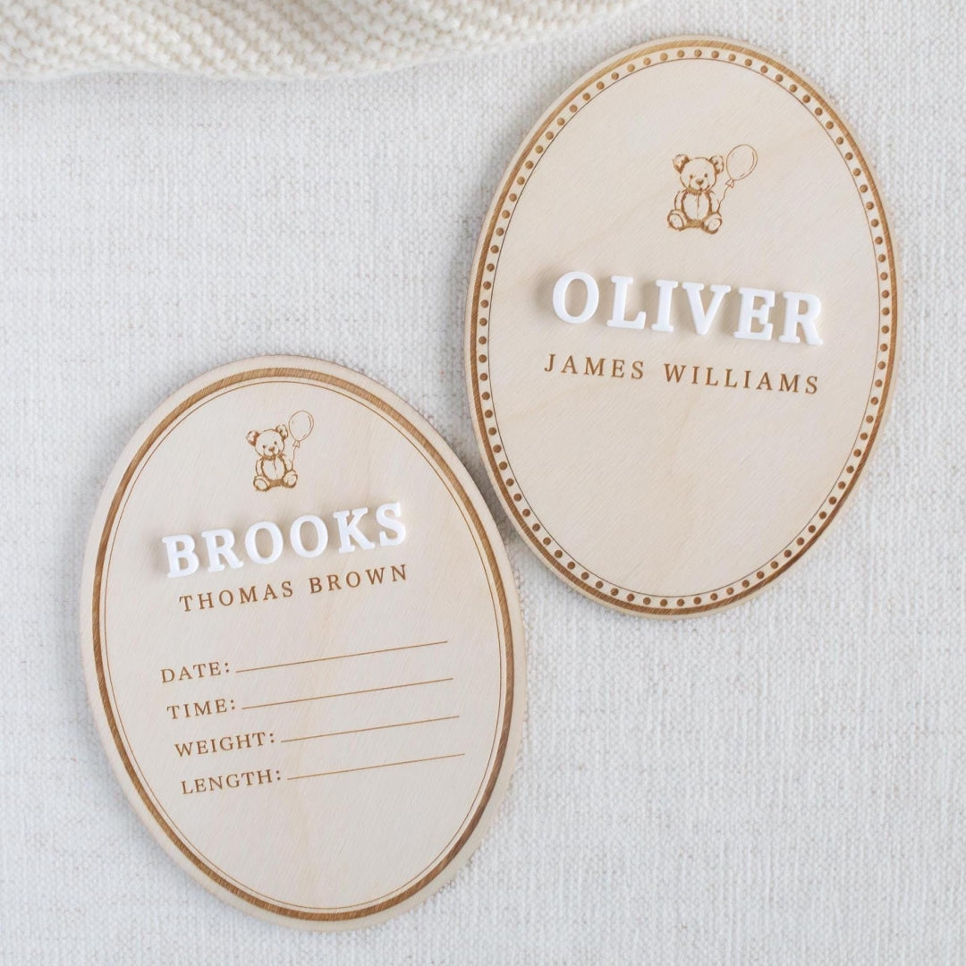 Personalized Baby Birth Announcement Sign, Wooden Newborn Name Plaque