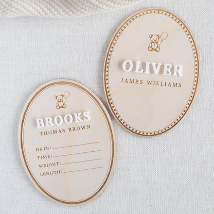 Personalized Baby Birth Announcement Sign, Wooden Newborn Name Plaque