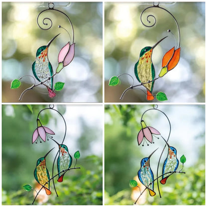 Hummingbird Stained Glass Suncatcher | Handmade Bird Window Decor