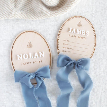 Personalized Baby Birth Announcement Sign, Wooden Newborn Name Plaque